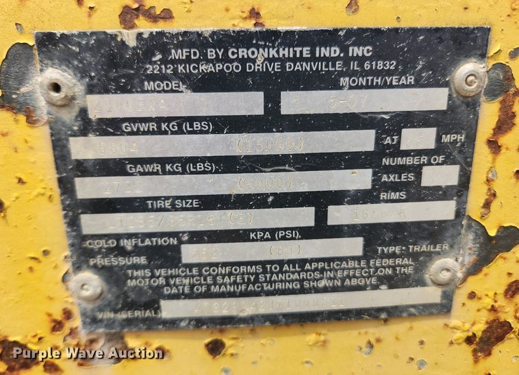 image for item LX9631 2007 Cronkite 2900EWA  equipment trailer
