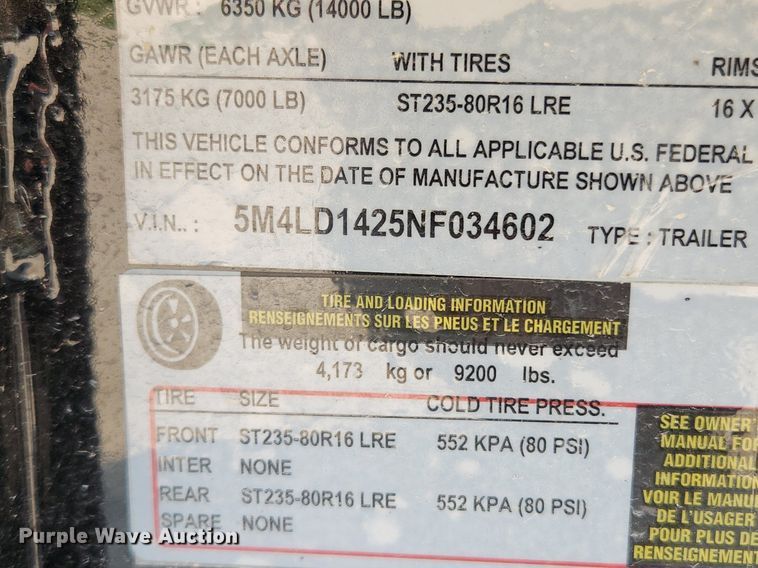 image for item LX9670 2022 Liberty LD14K83X14B8  dump trailer