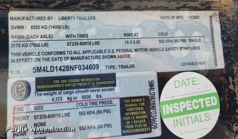 image for item LX9671 2022 Liberty LD14K83X14B8  dump trailer