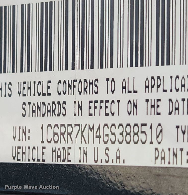 image for item LX9682 2016 Dodge Ram 1500  Crew Cab pickup truck