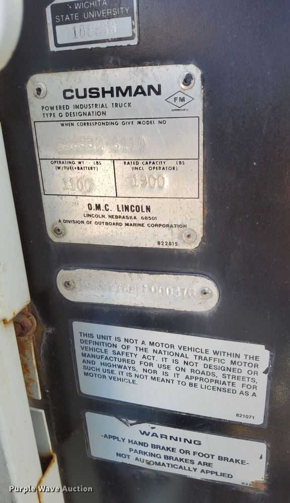 image for item LY9613 1984 Cushman 898532-8410  utility vehicle