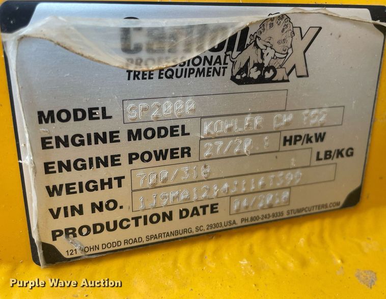 image for item LY9673 2018 Carlton SP2000  stump grinder