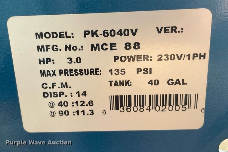 image for item LY9697 Puma PK-6040V  air compressor