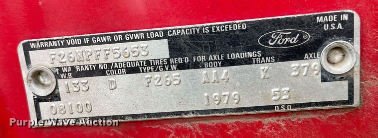 image for item LY9714 1979 Ford F250  flatbed pickup truck