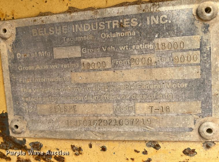 image for item MG9909 2002 Belshe T-18  equipment trailer