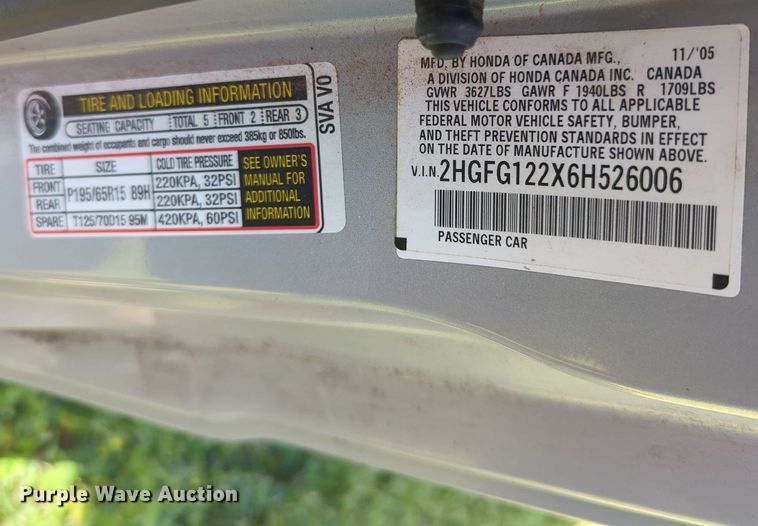 image for item MN9948 2006 Honda Civic