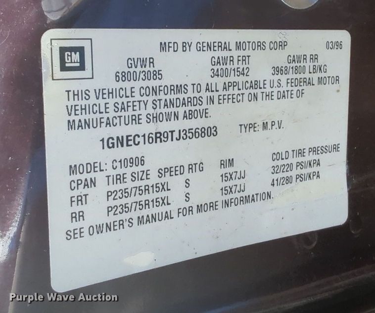 image for item MO9029 1996 Chevrolet Suburban  SUV