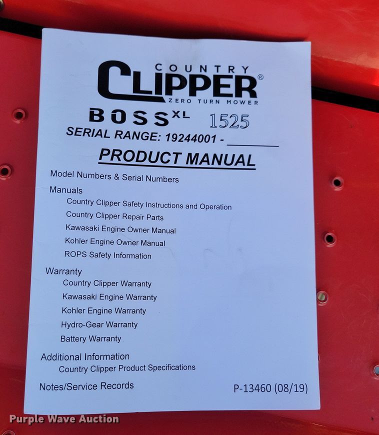 image for item MO9629 2020 Country Clipper Boss XL 1525  ZTR lawn mower