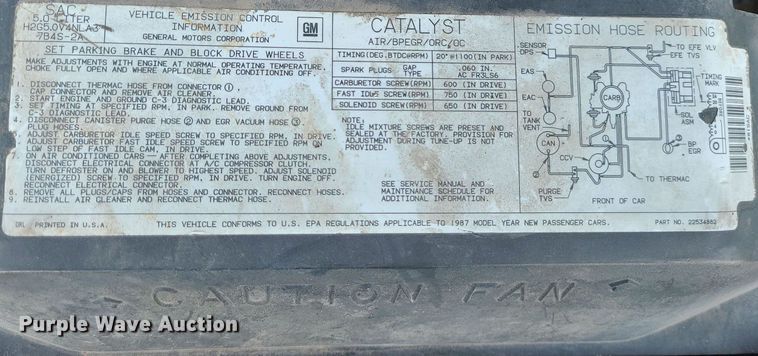 image for item MO9849 1987 Oldsmobile Cutlass Supreme