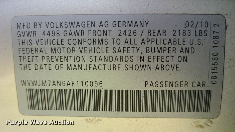 image for item MO9851 2010 Volkswagen Passat