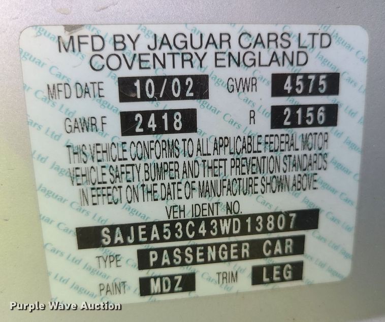 image for item MO9853 2003 Jaguar X-Type 3.0