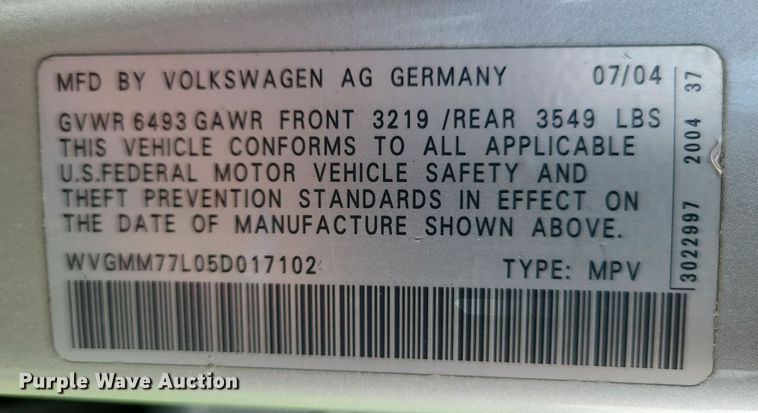 image for item MO9854 2005 Volkswagen Touareg  SUV