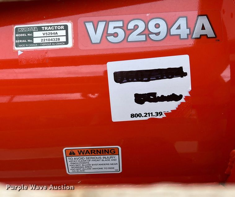 image for item MQ9893 Kubota V5294A  78"W snow plow