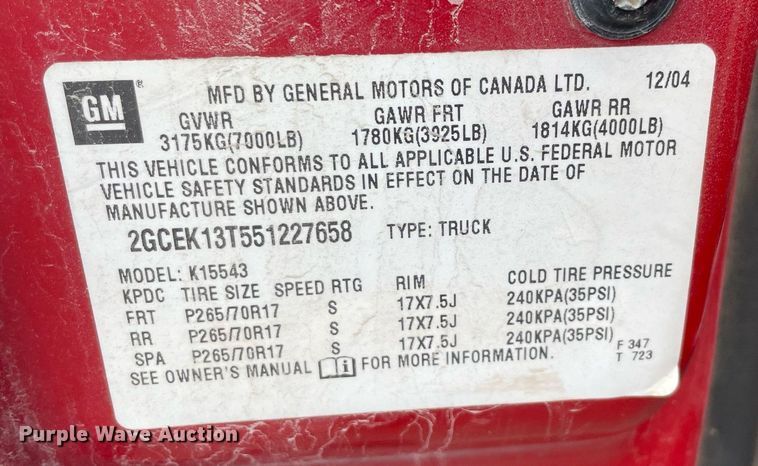 image for item MR9075 2005 Chevrolet Silverado 1500  Crew Cab pickup truck