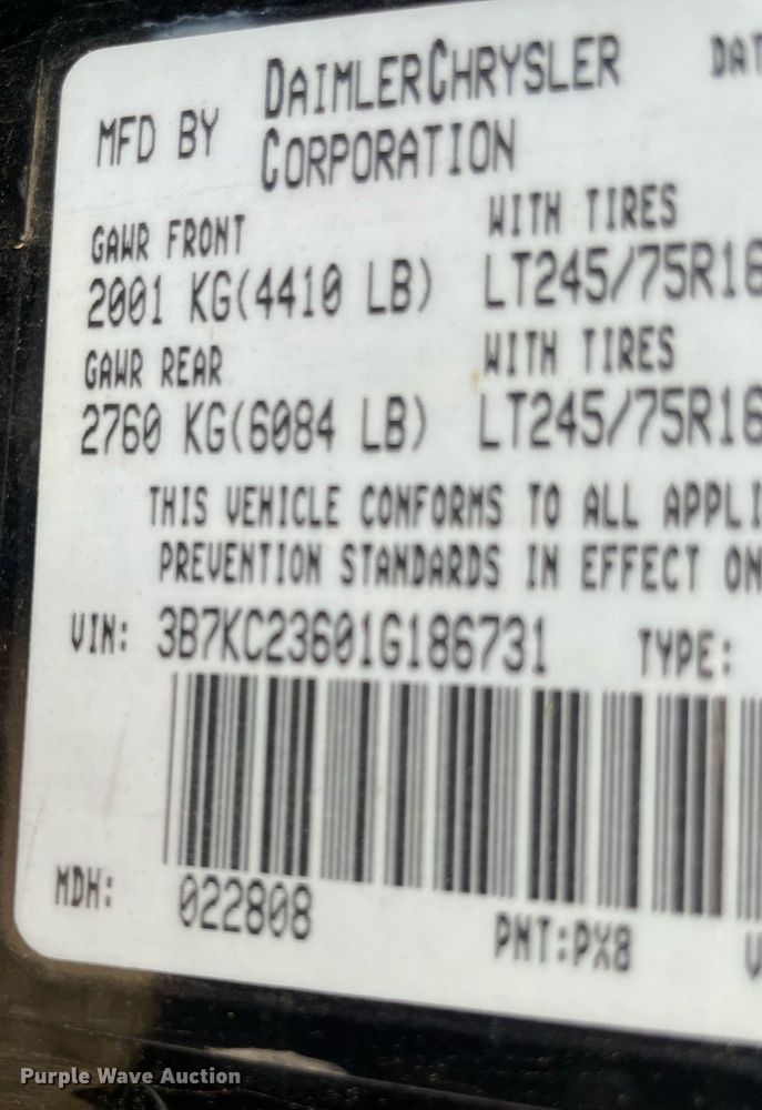 image for item MR9085 2001 Dodge Ram 2500  Quad Cab pickup truck