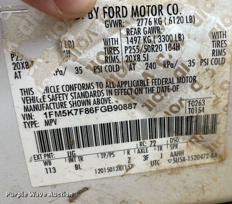 image for item MR9086 2015 Ford Explorer Limited  SUV