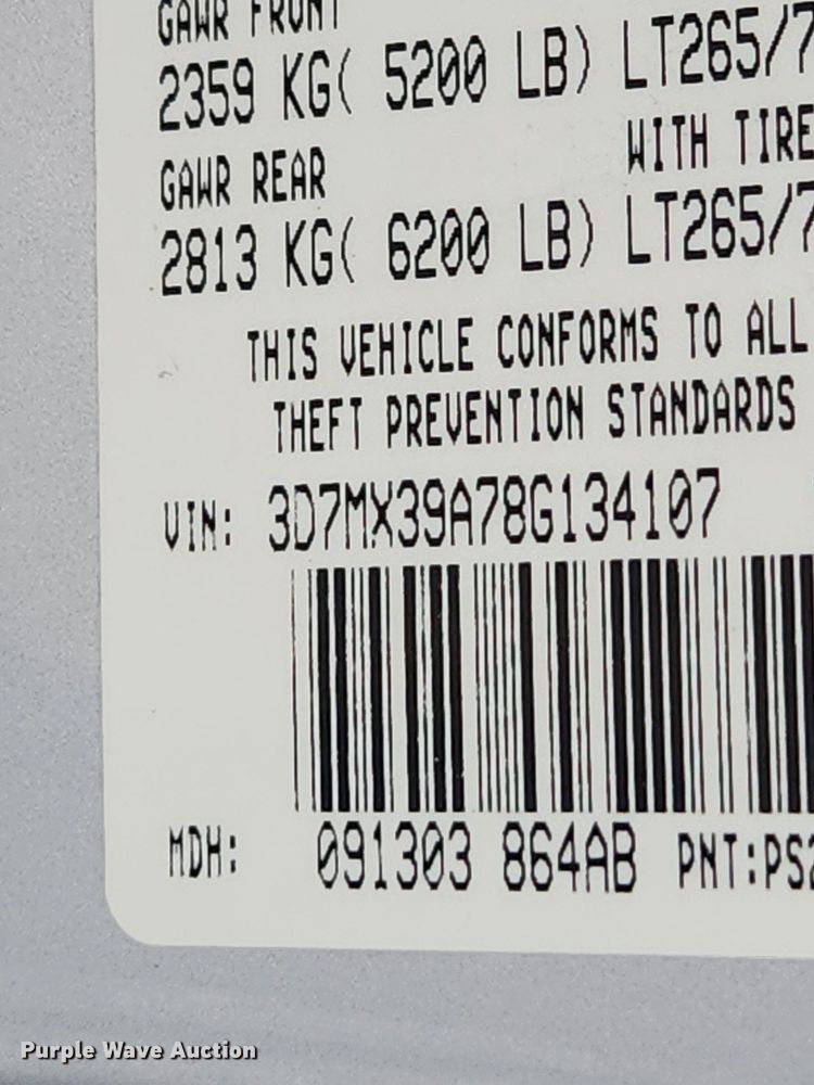 image for item MW9766 2008 Dodge Ram 3500HD  Mega Cab pickup truck