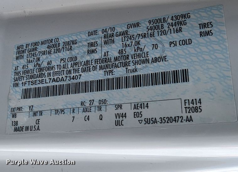 image for item MX9290 2010 Ford E350 Super Duty  van with bucket lift