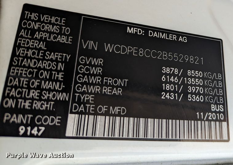 image for item MX9291 2011 Freightliner Sprinter  van