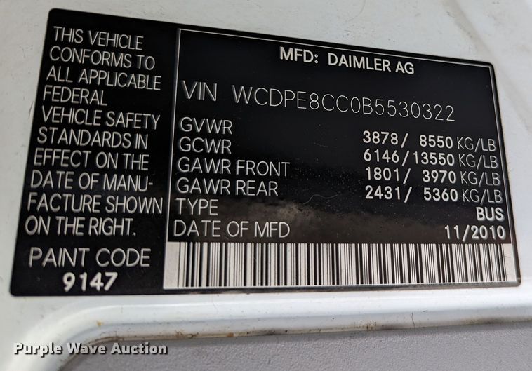 image for item MX9295 2011 Freightliner Sprinter  van