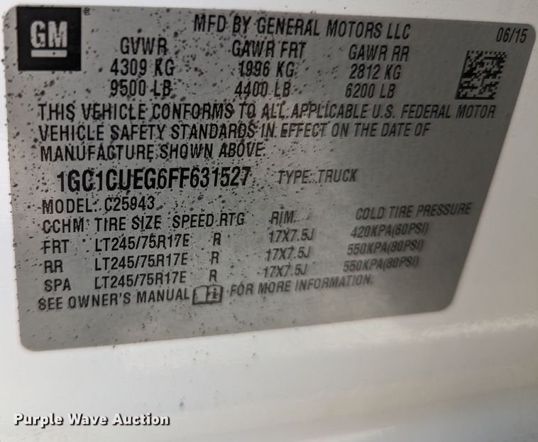 image for item MX9297 2015 Chevrolet 2500HD  Crew Cab pickup truck