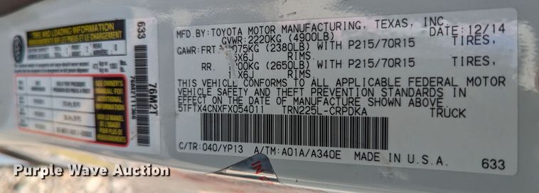 image for item MX9314 2015 Toyota Tacoma  Access Cab pickup truck