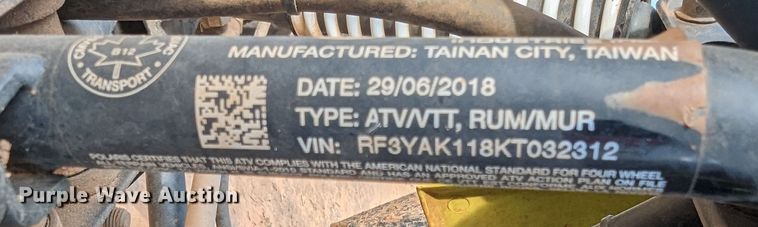 image for item MY9294 2019 Polaris Outlaw 110  ATV