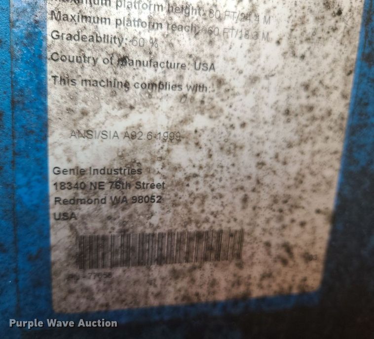 image for item DC6058 2003 Genie Z80/60  boom lift