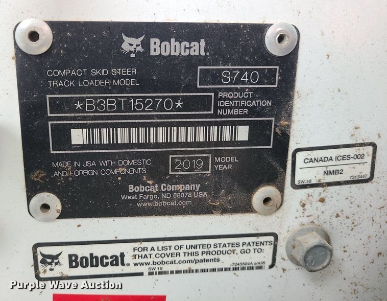 image for item DC6062 2019 Bobcat S740  skid steer loader