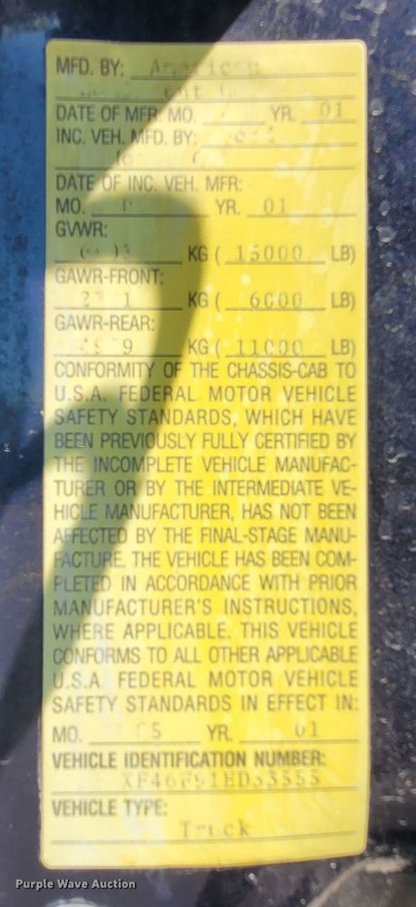 image for item DK1912 2001 Ford F450 Super Duty XL  dump flatbed truck