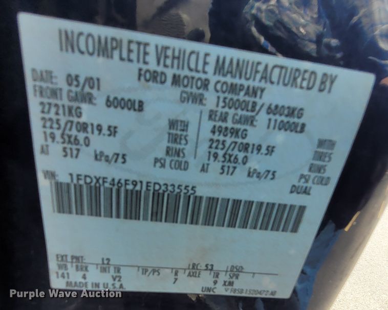 image for item DK1912 2001 Ford F450 Super Duty XL  dump flatbed truck