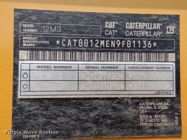 image for item DK5235 2019 Caterpillar 12M3  motor grader