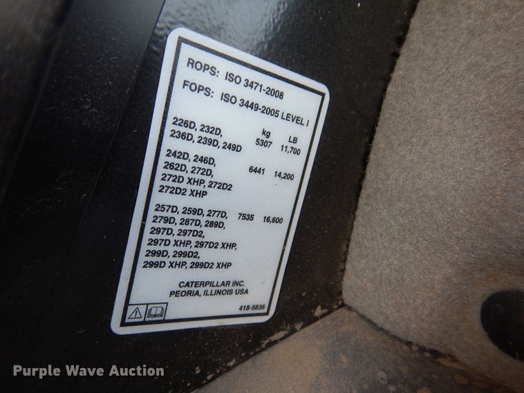 image for item DK5236 2018 Caterpillar 289D  tracked skid steer loader