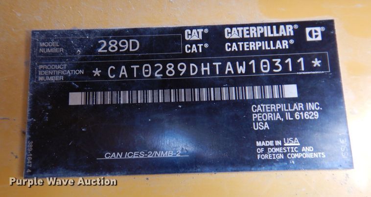 image for item DK5236 2018 Caterpillar 289D  tracked skid steer loader