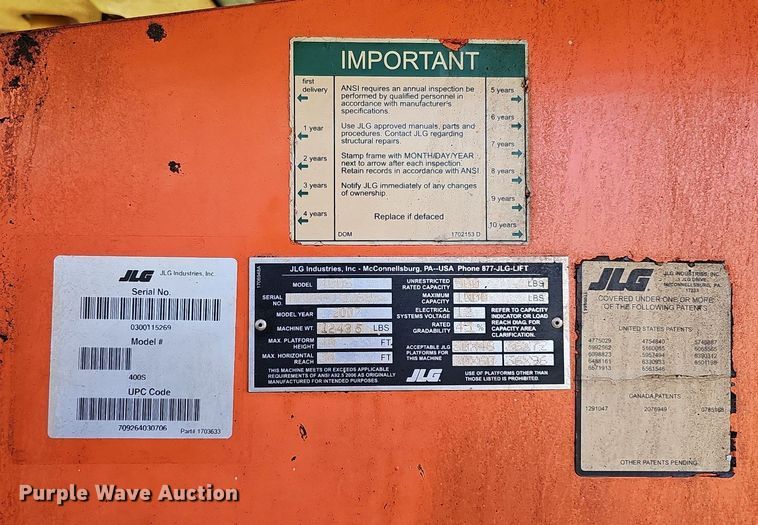 image for item DO2676 2007 JLG 400S  boom lift