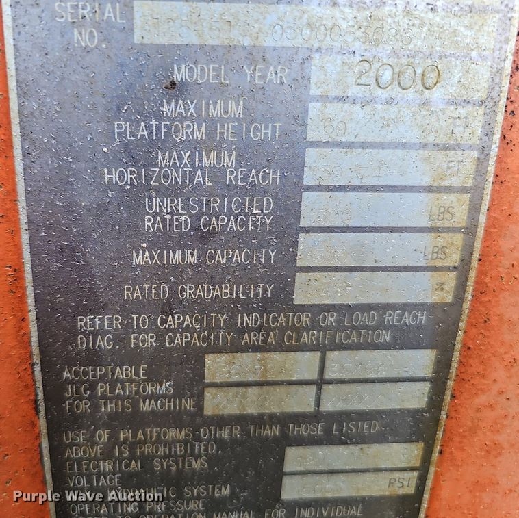 image for item DO2677 2000 JLG 600AJ  boom lift
