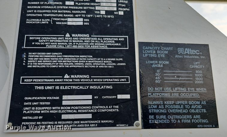 image for item DO2683 2012 Altec  bucket truck bed