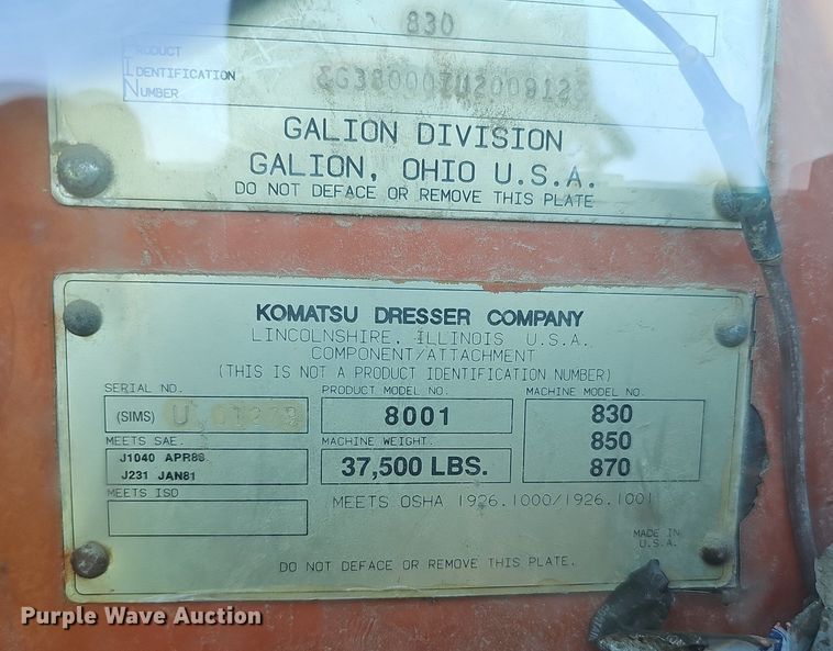 image for item DO2690 1994 Galion 830  motor grader