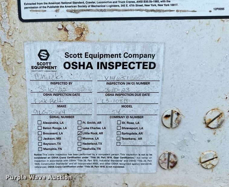 image for item DO5021 1969 Link Belt LS108B  crane