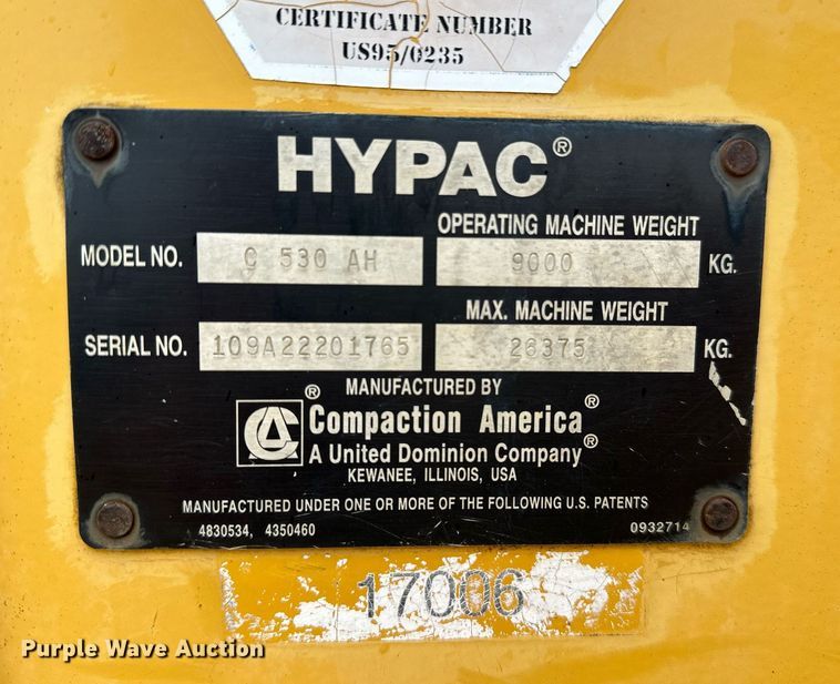 image for item DP3152 2000 Hypac C530AH  pneumatic roller