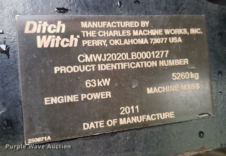 image for item DP7895 2011 Ditch Witch JT2020 Mach 1  directional boring unit