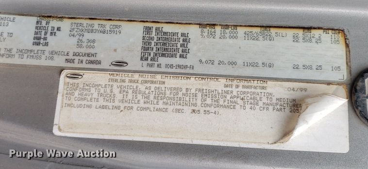 image for item DP7951 2000 Sterling L/LT9500  dump truck