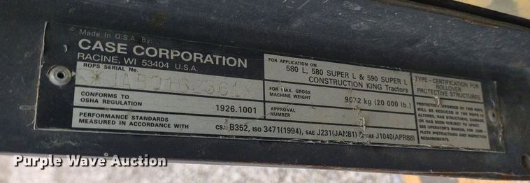 image for item DQ1720 1999 Case 580 Super L Series II  backhoe