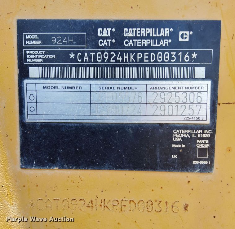 image for item DQ2069 2008 Caterpillar 924H  wheel loader