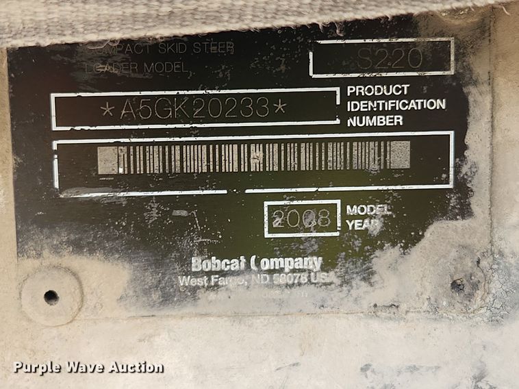 image for item DQ5393 2008 Bobcat S220  skid steer loader