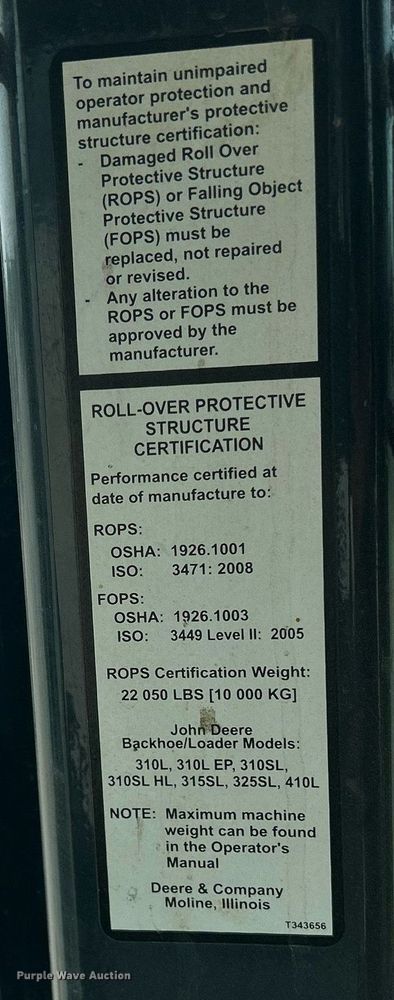 image for item DR4681 2015 John Deere 310SL  backhoe