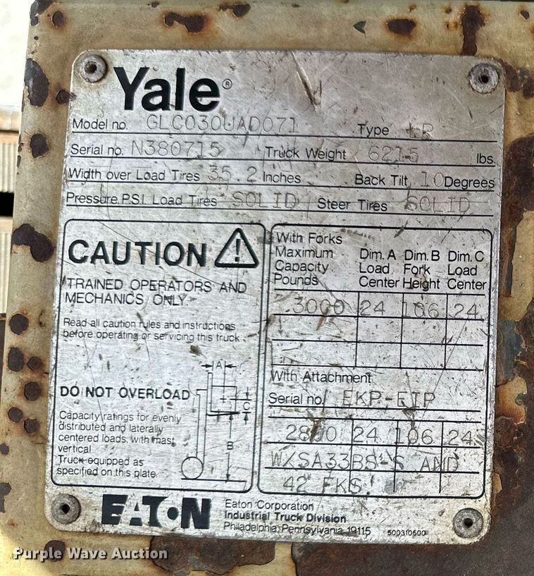 image for item DR5185 Yale GLC030UAD071  forklift