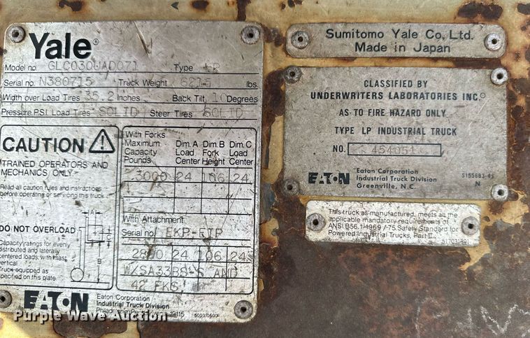 image for item DR5185 Yale GLC030UAD071  forklift