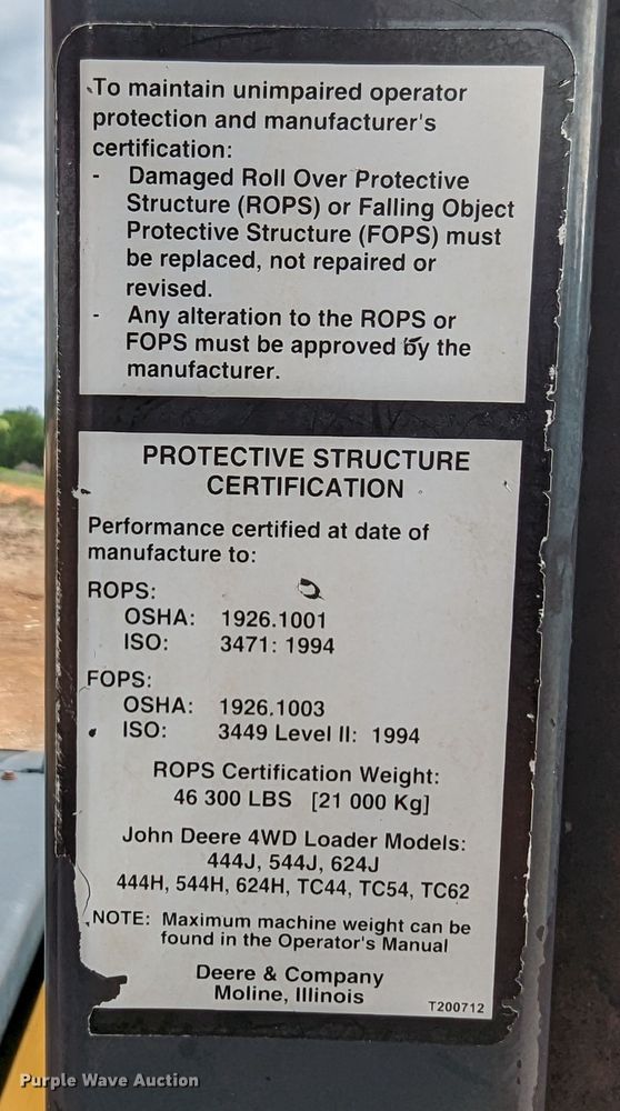 image for item DR6969 2006 John Deere 544J  wheel loader