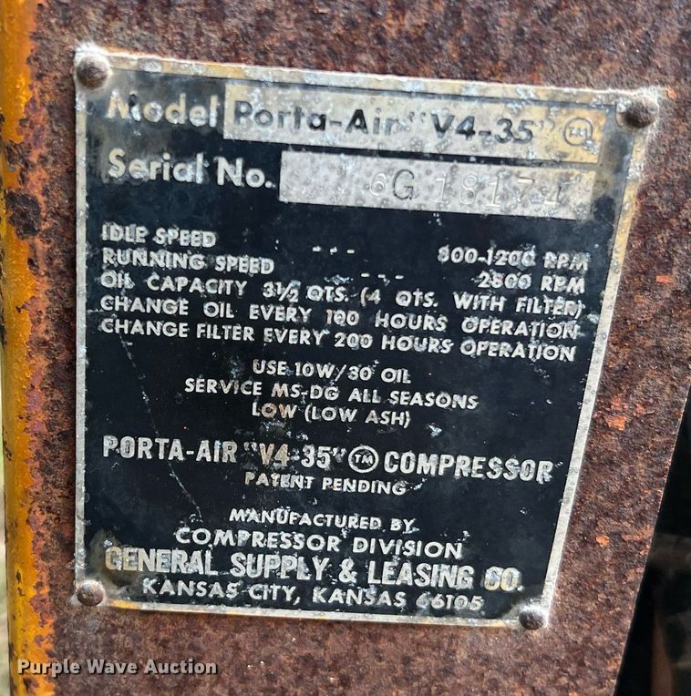 image for item II9125 Porta-air V4-35  air compressor